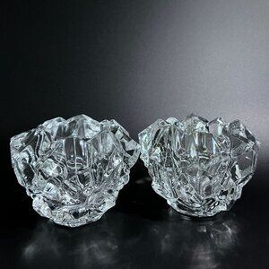 Goebel Bleikristall Ice Lead Crystal Candle Holder 70's Signed